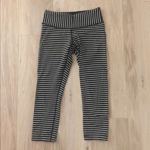 Black and white striped Lululemon leggings